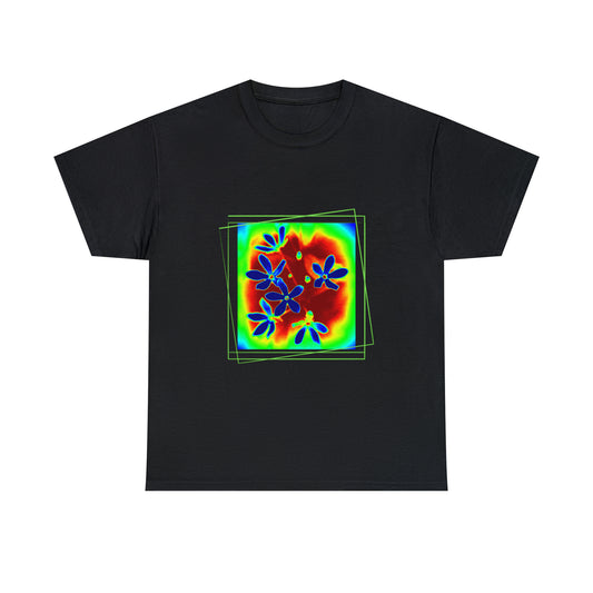 Unisex Cotton Tee, psychedelic flower design