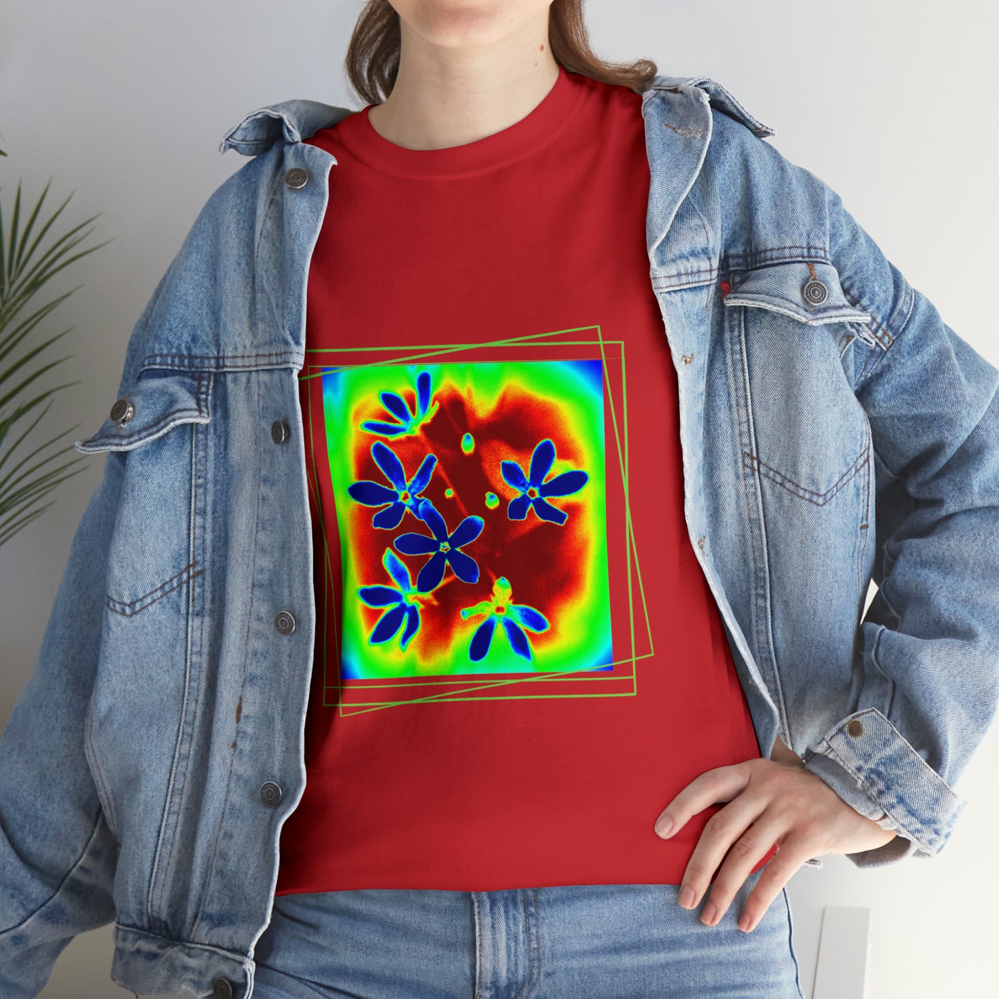 Unisex Cotton Tee, psychedelic flower design