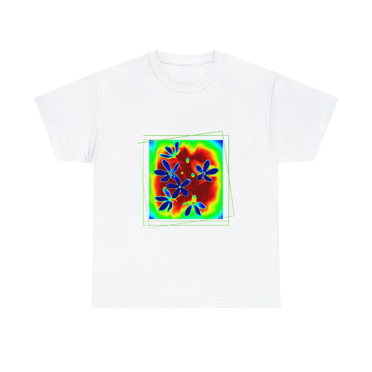 Unisex Cotton Tee, psychedelic flower design
