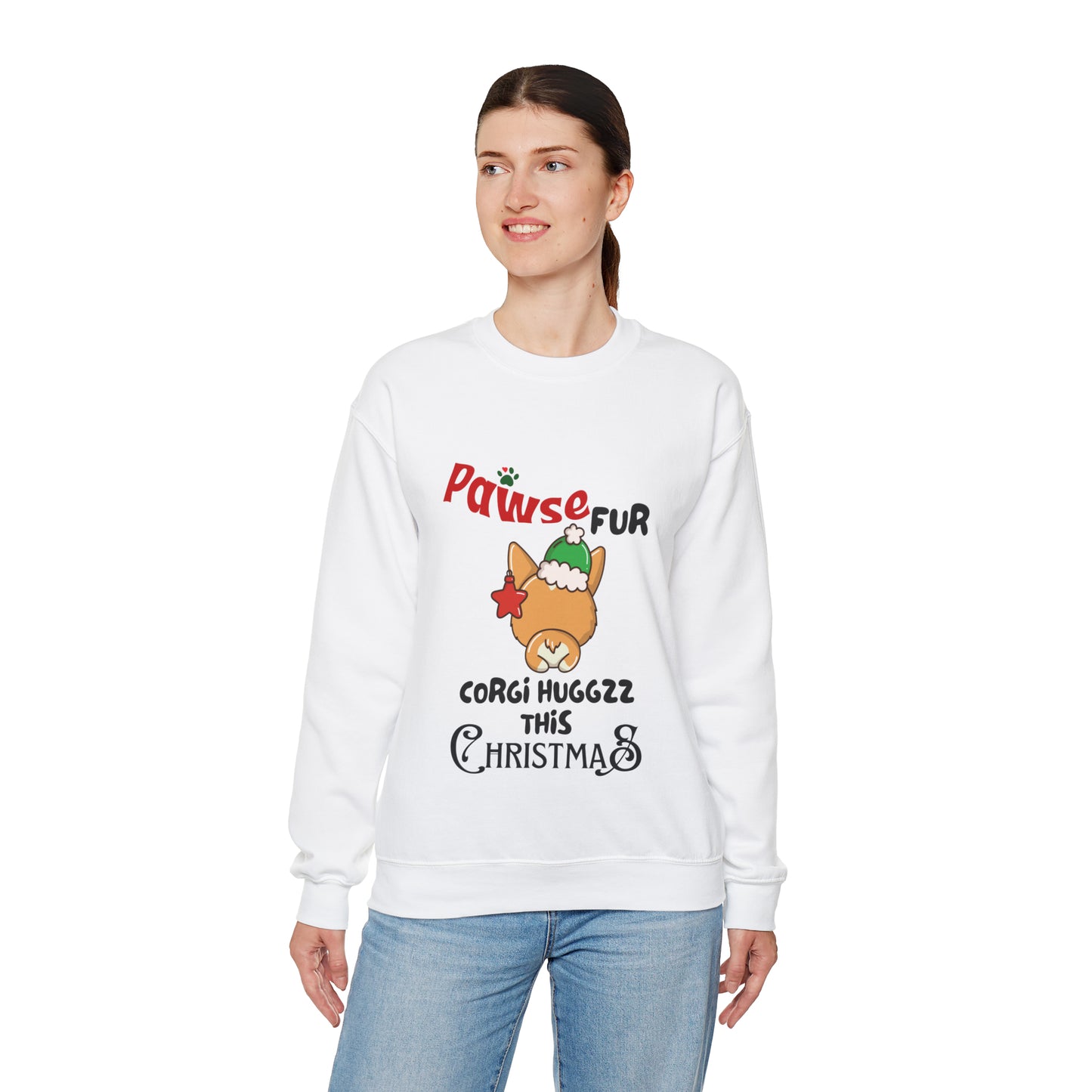 Unisex Crewneck Corgi Sweatshirt for Christmas