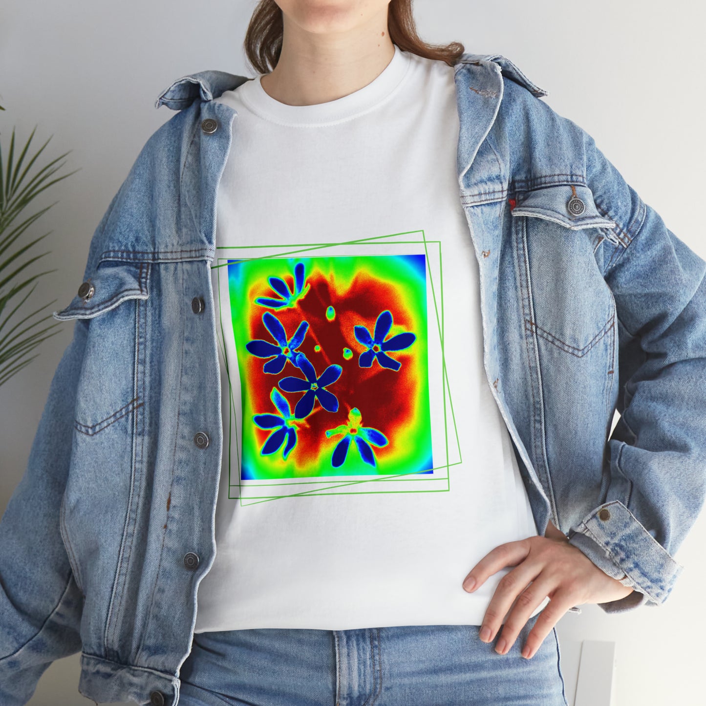 Unisex Cotton Tee, psychedelic flower design
