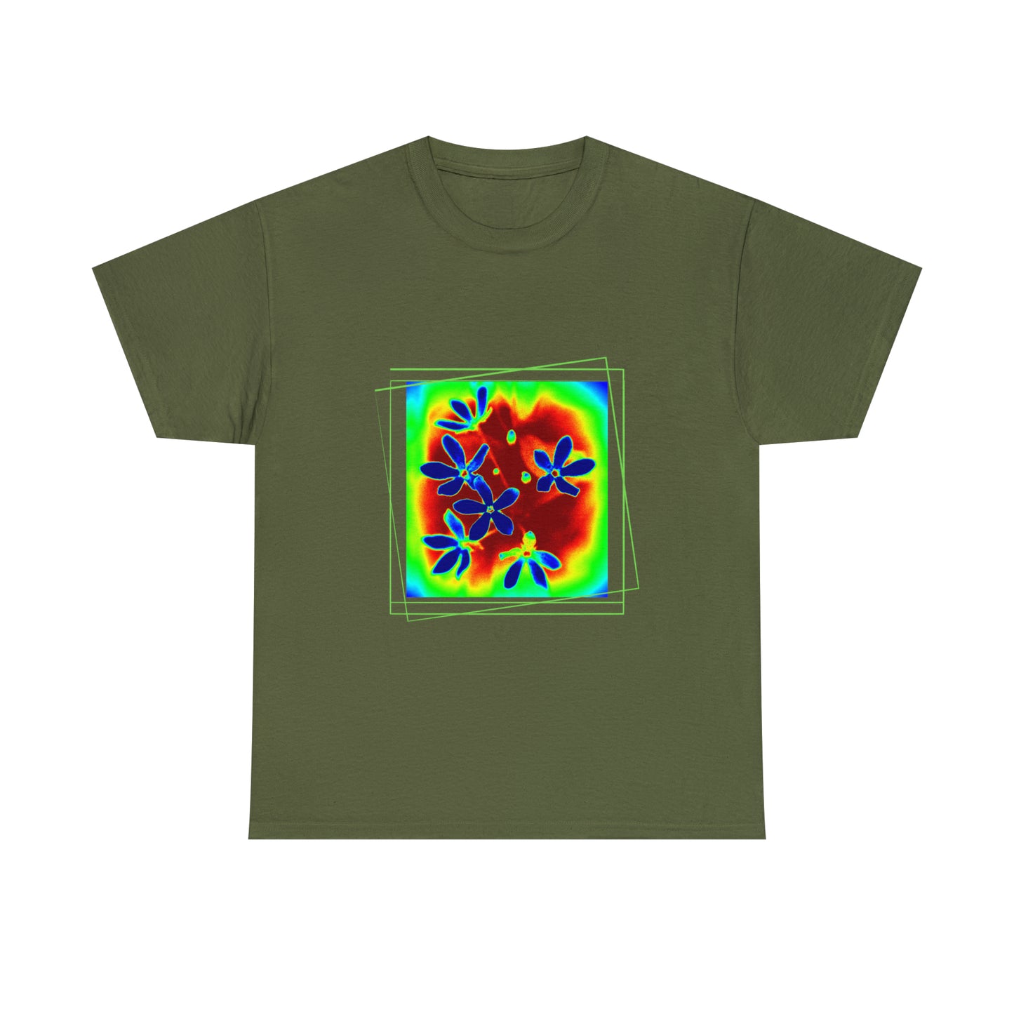 Unisex Cotton Tee, psychedelic flower design