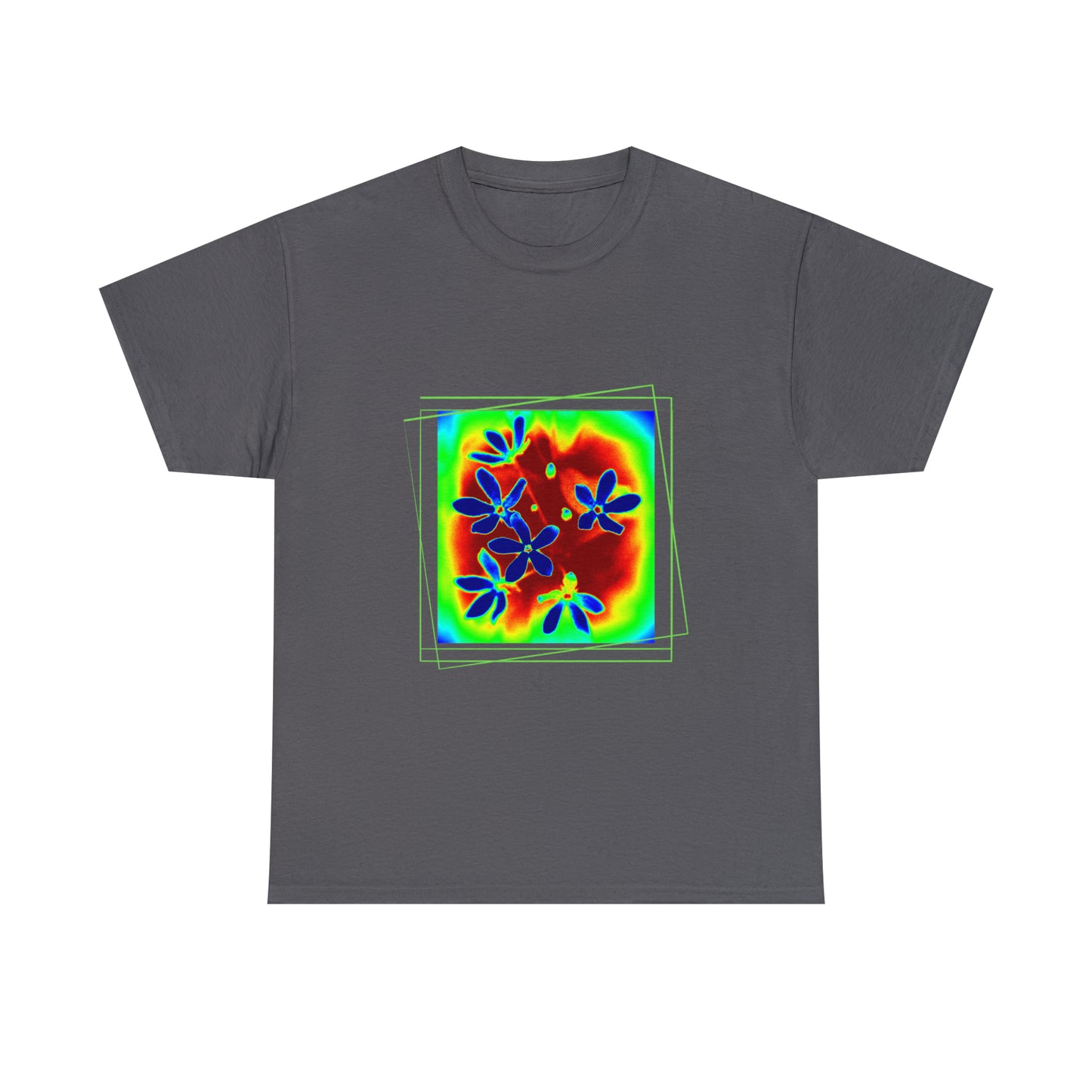 Unisex Cotton Tee, psychedelic flower design