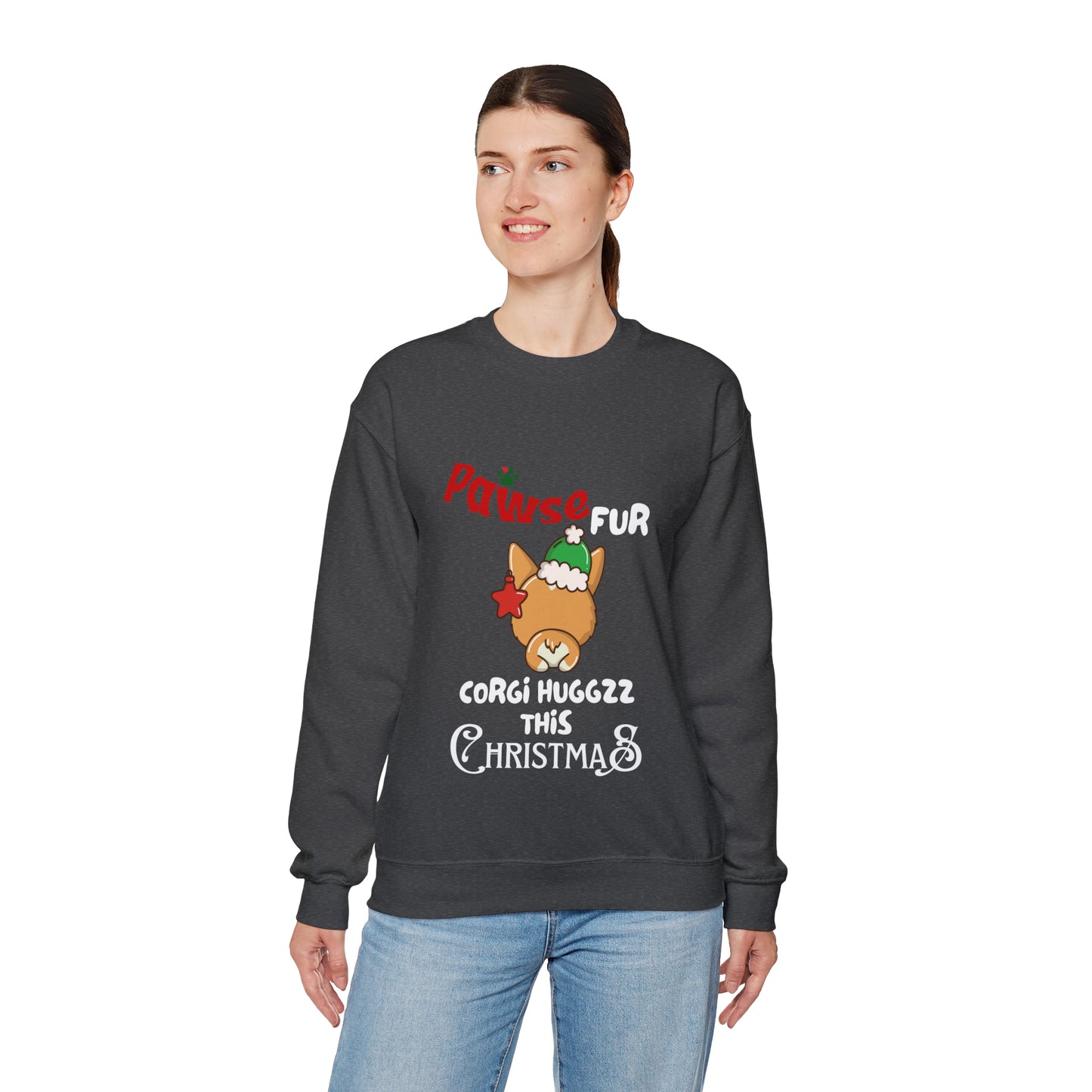 Unisex Crewneck Corgi Sweatshirt for Christmas