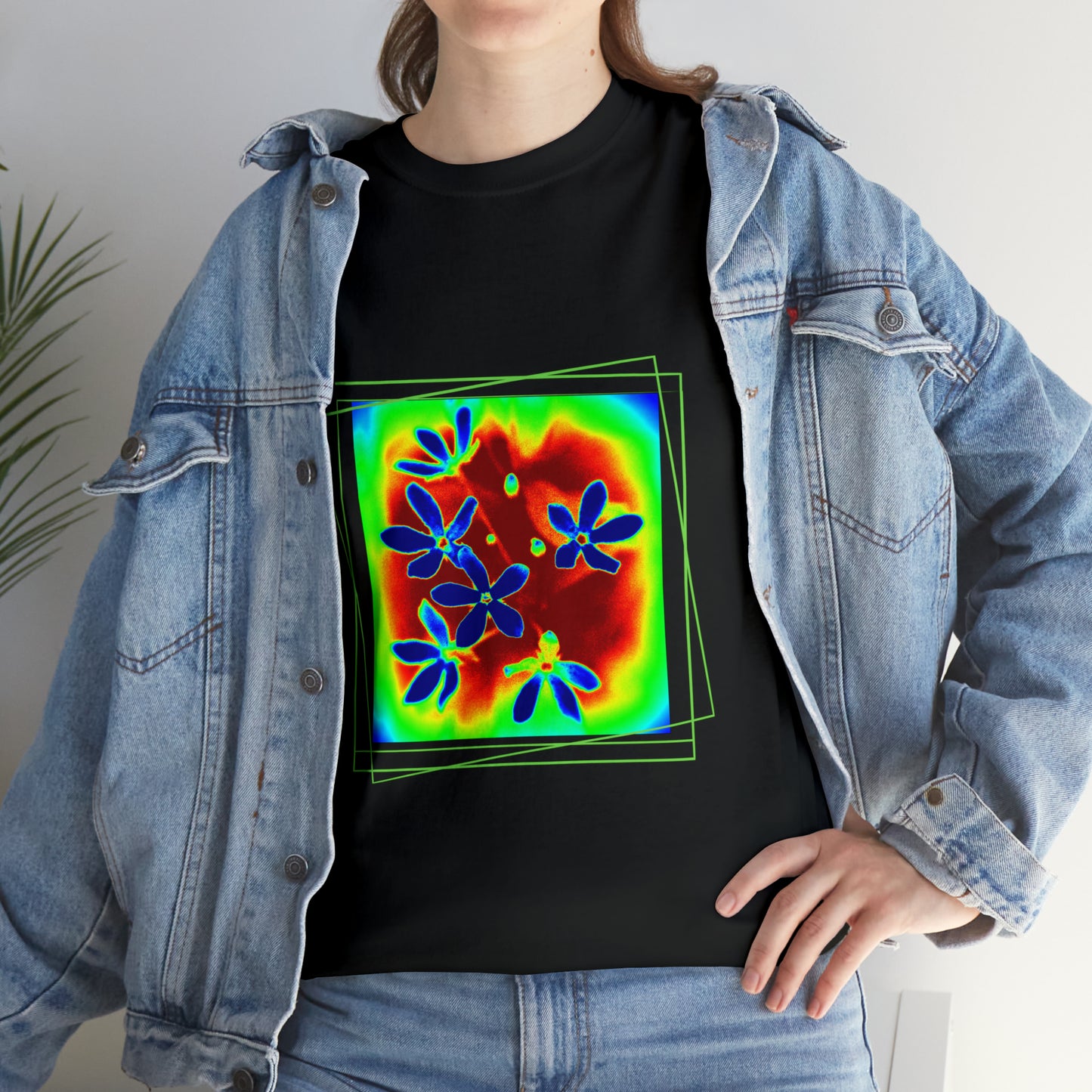 Unisex Cotton Tee, psychedelic flower design