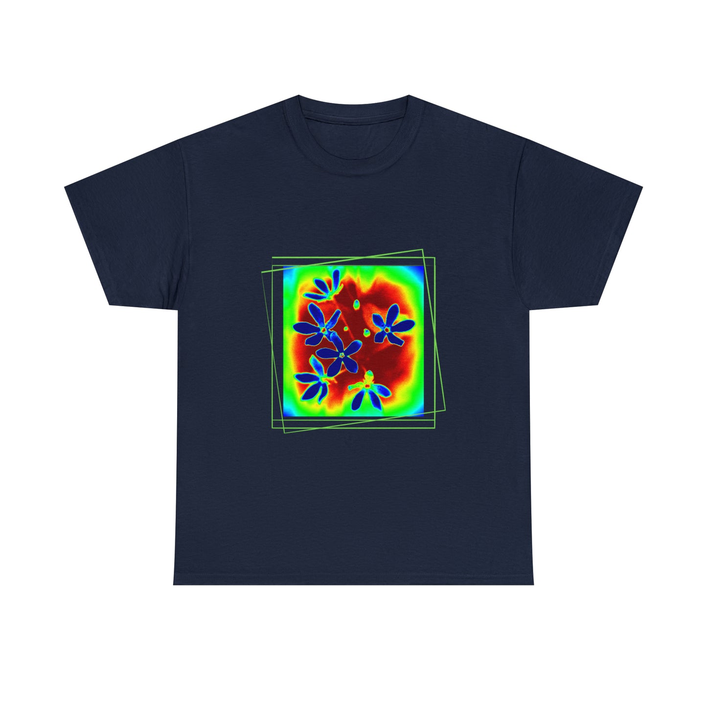 Unisex Cotton Tee, psychedelic flower design