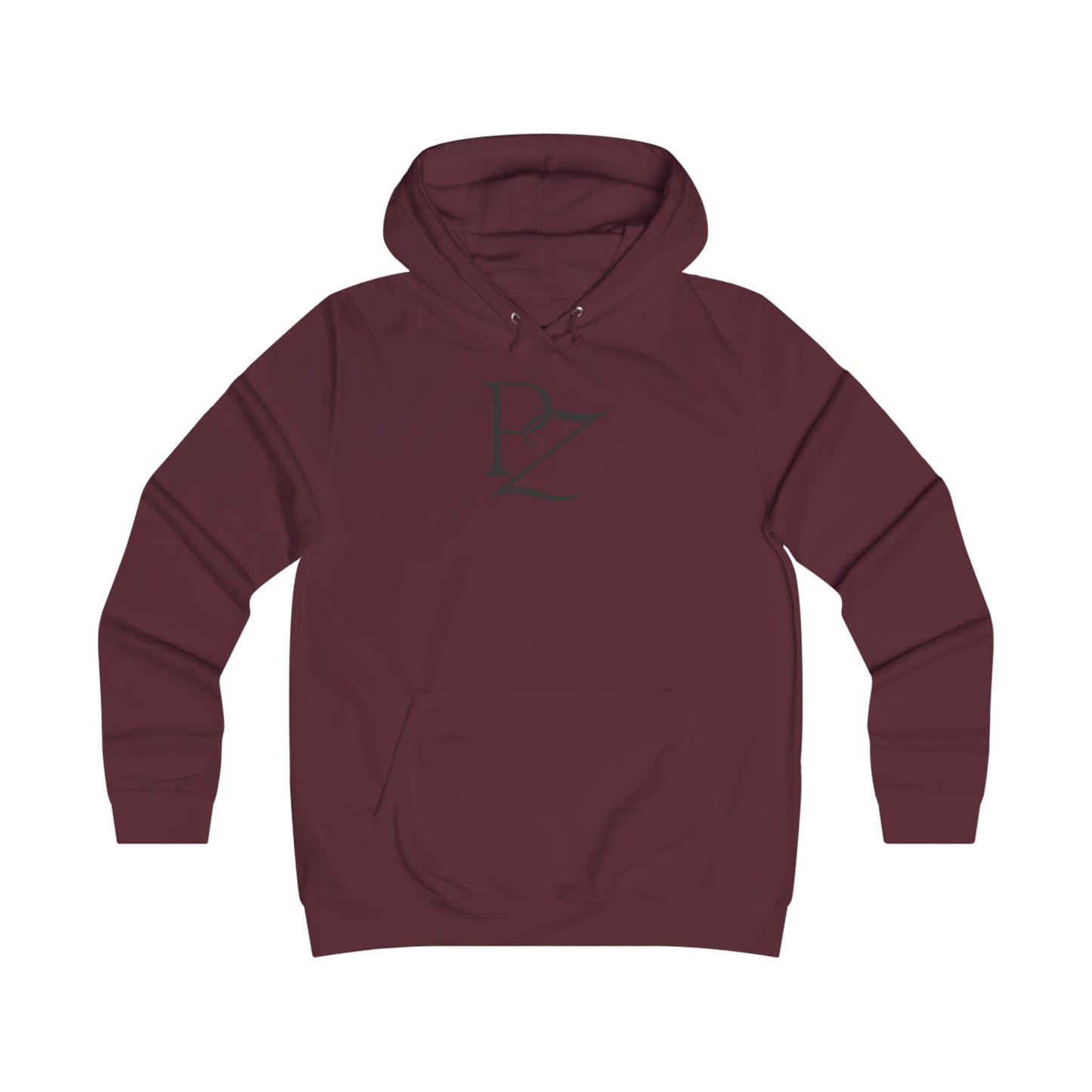 College Monogram Hoodie — Elegant 'PZ' Script Logo Pullover