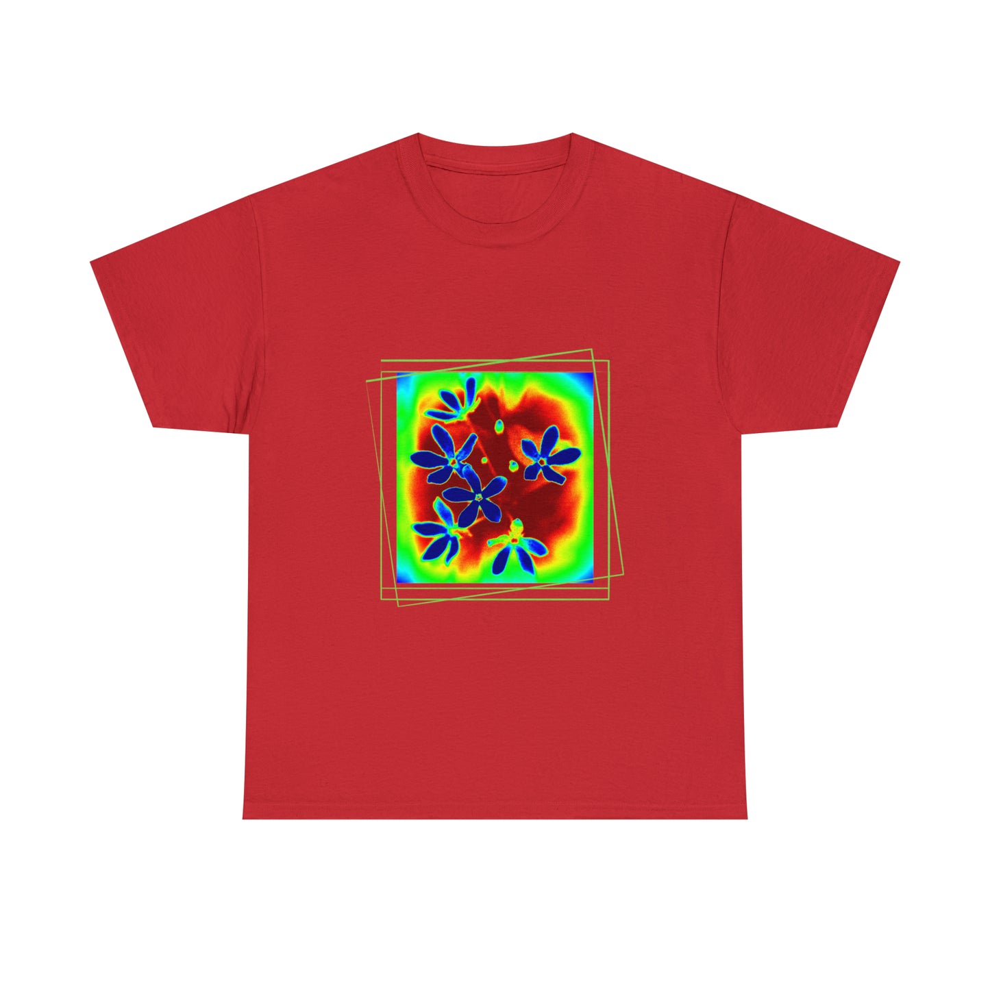 Unisex Cotton Tee, psychedelic flower design