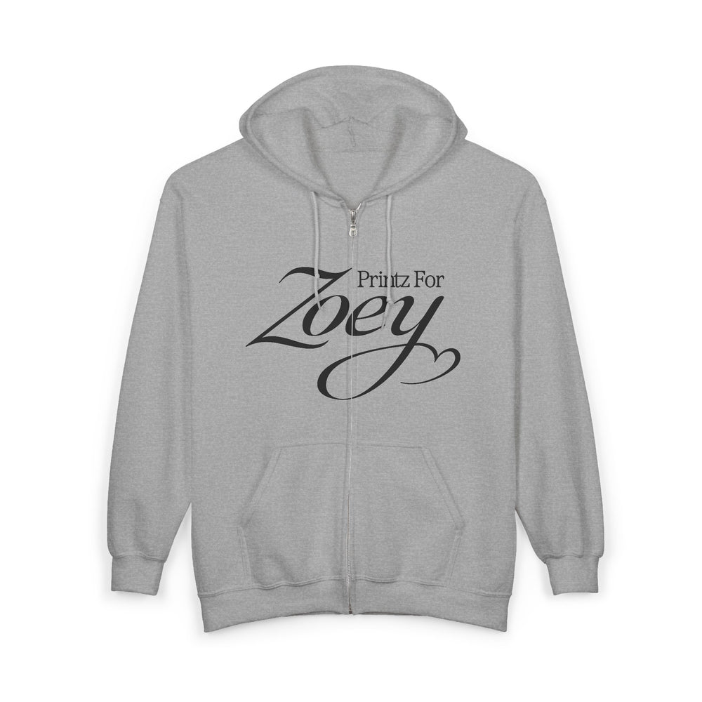Zoey Script Rhinestone Zip Hoodie — Sparkle Name Full‑Zip Sweatshirt