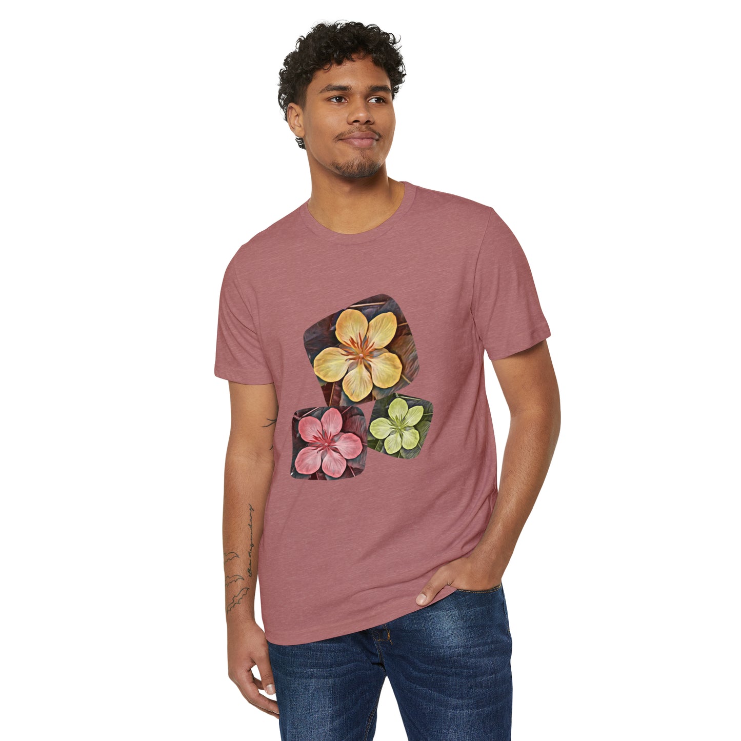 Unisex Recycled Organic T-Shirt with Autumn Flowers