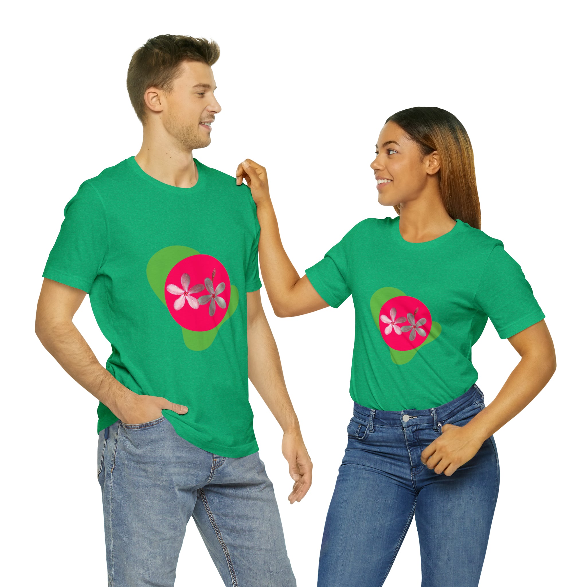 Vibrant Pink Flowers Unisex Jersey T-shirt