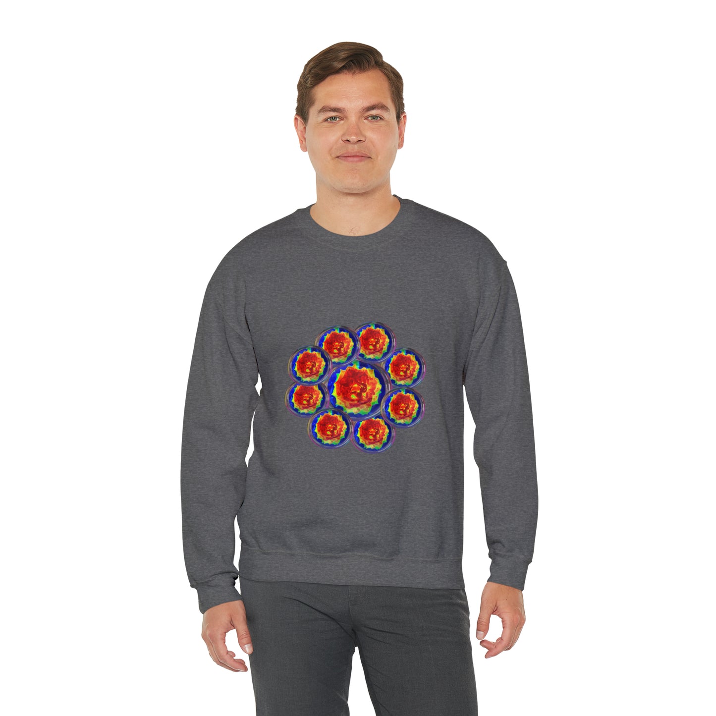 Unisex  Sweatshirt Orange Flower Psychedelic Design