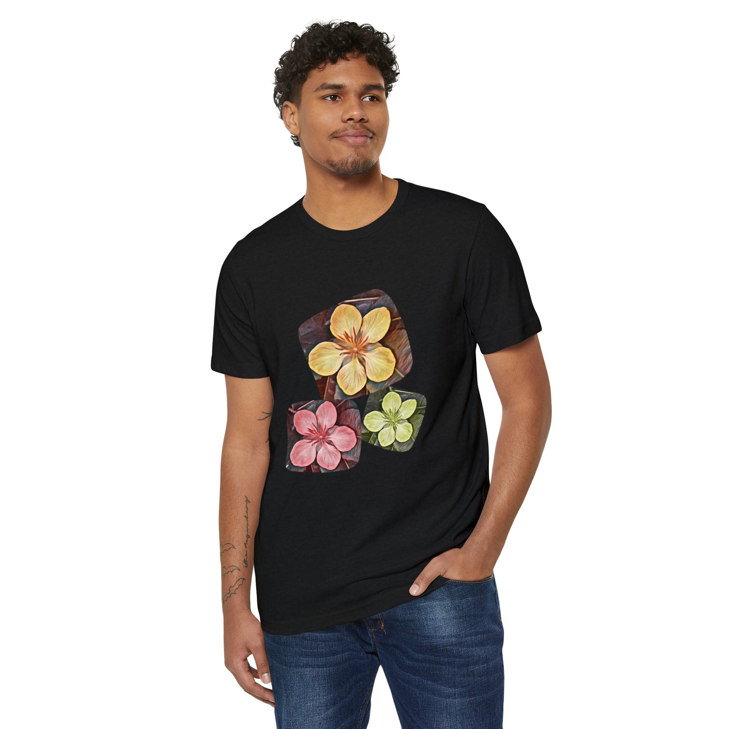 Unisex Recycled Organic T-Shirt with Autumn Flowers