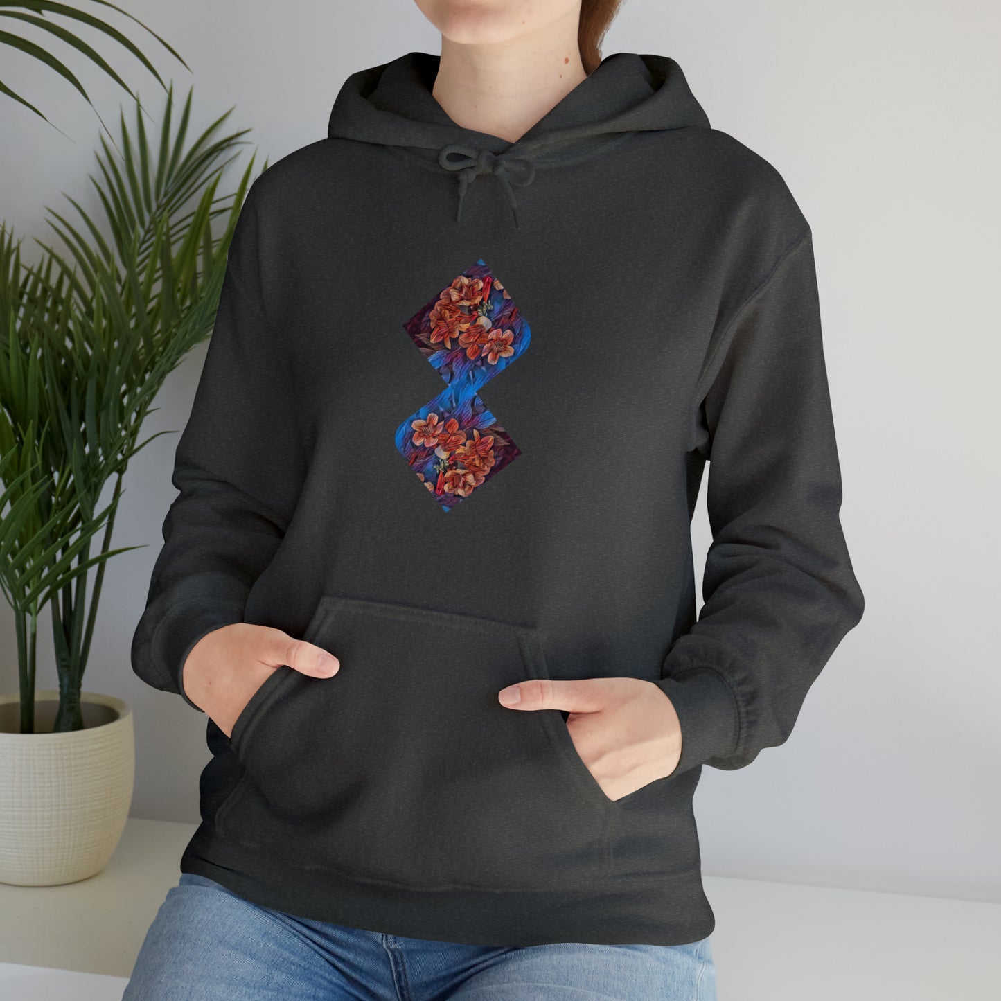 Unisex  Hooded Sweatshirt with Psychedelic Flower design