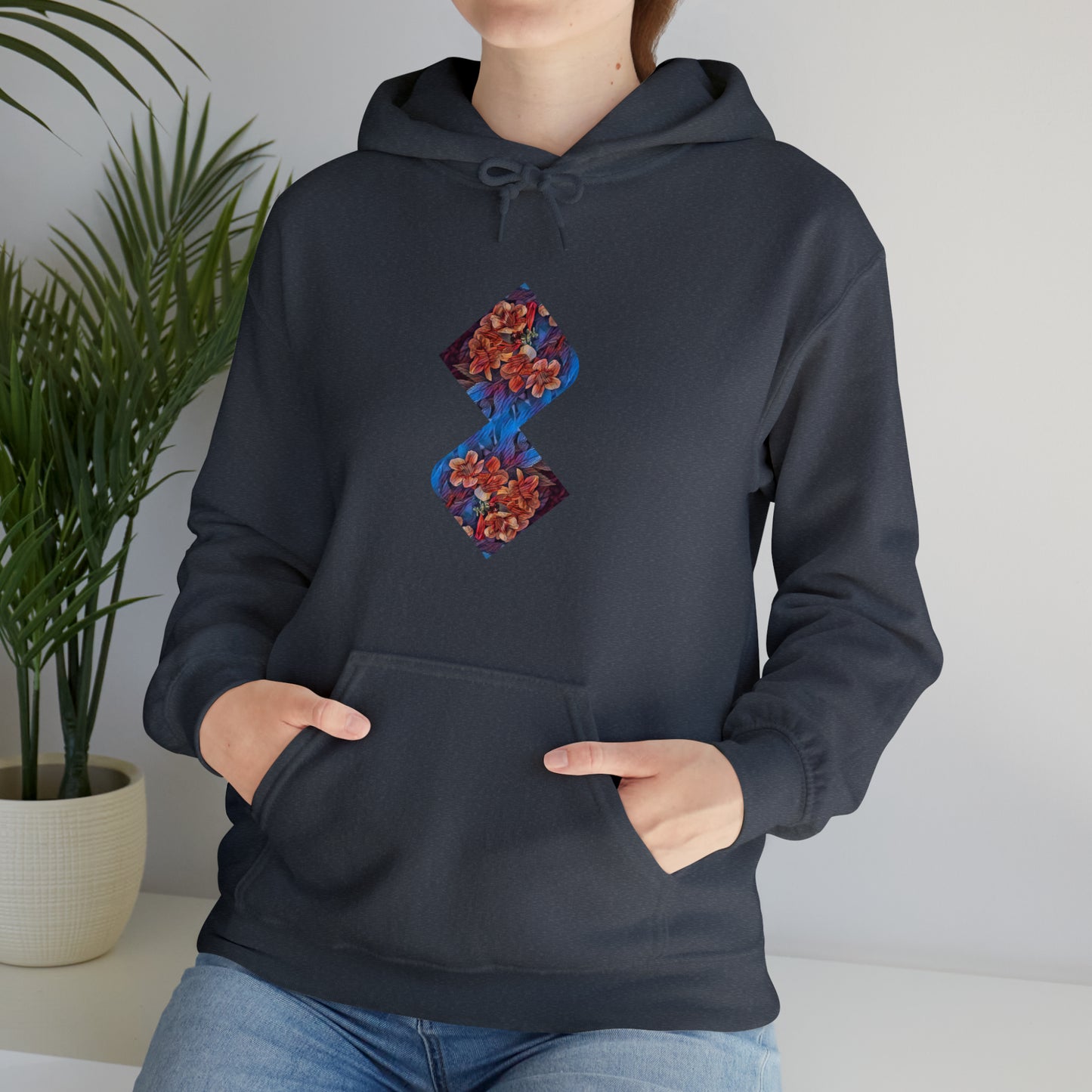 Unisex  Hooded Sweatshirt with Psychedelic Flower design