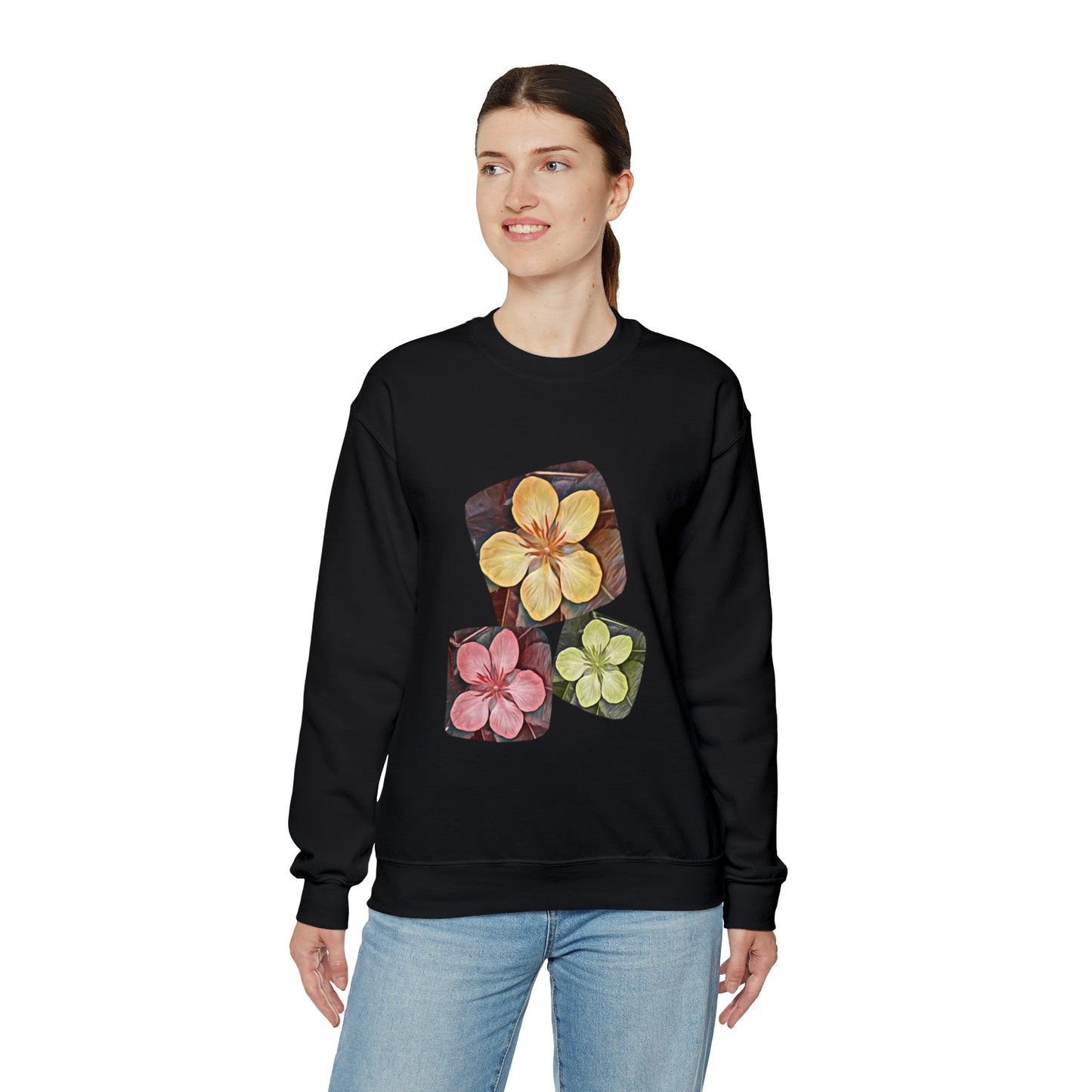 Unisex Crewneck Sweatshirt with Autumn Flowers