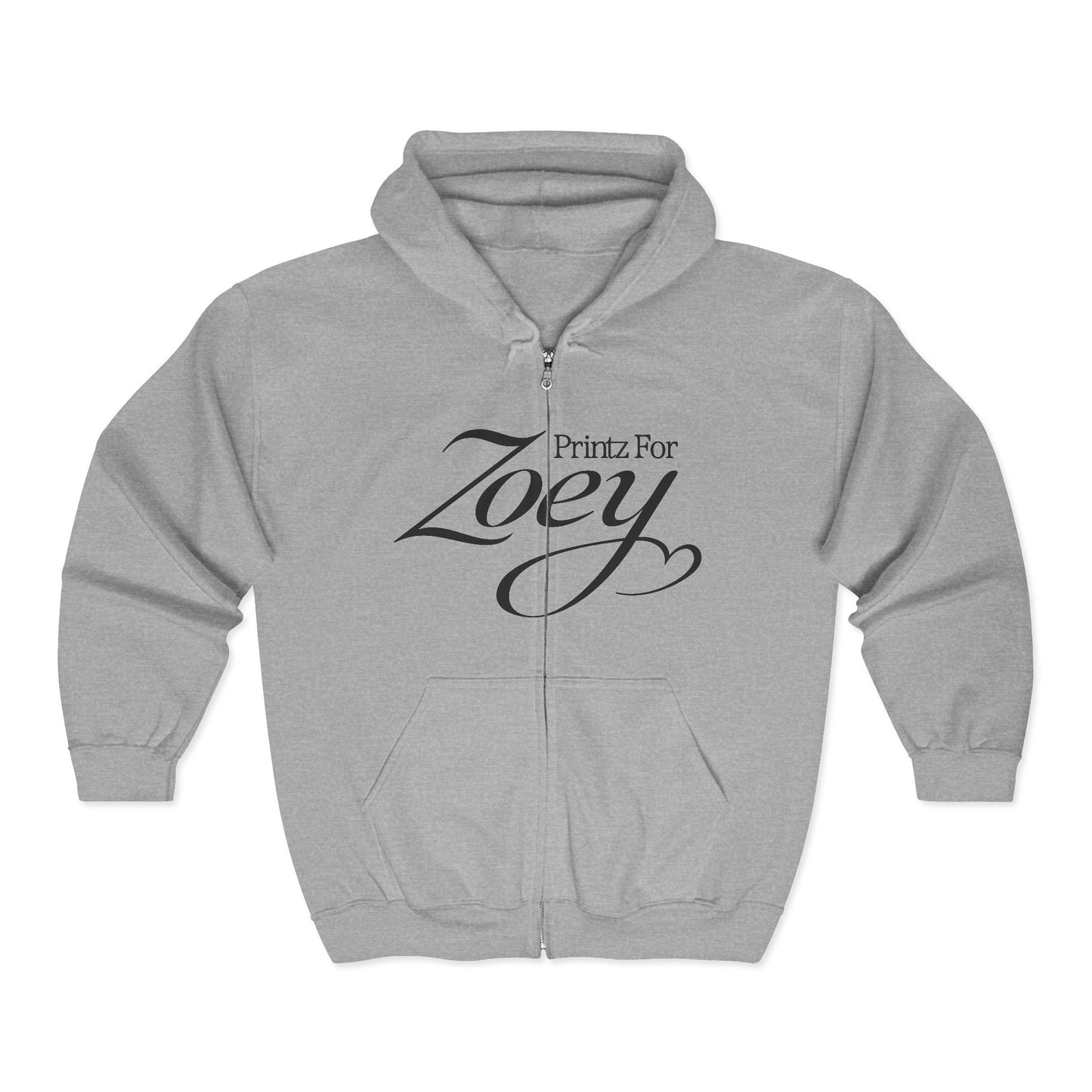 Zoey Script Rhinestone Zip Hoodie — Sparkle Name Full‑Zip Sweatshirt