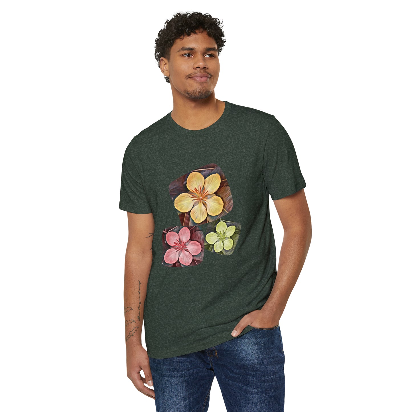 Unisex Recycled Organic T-Shirt with Autumn Flowers