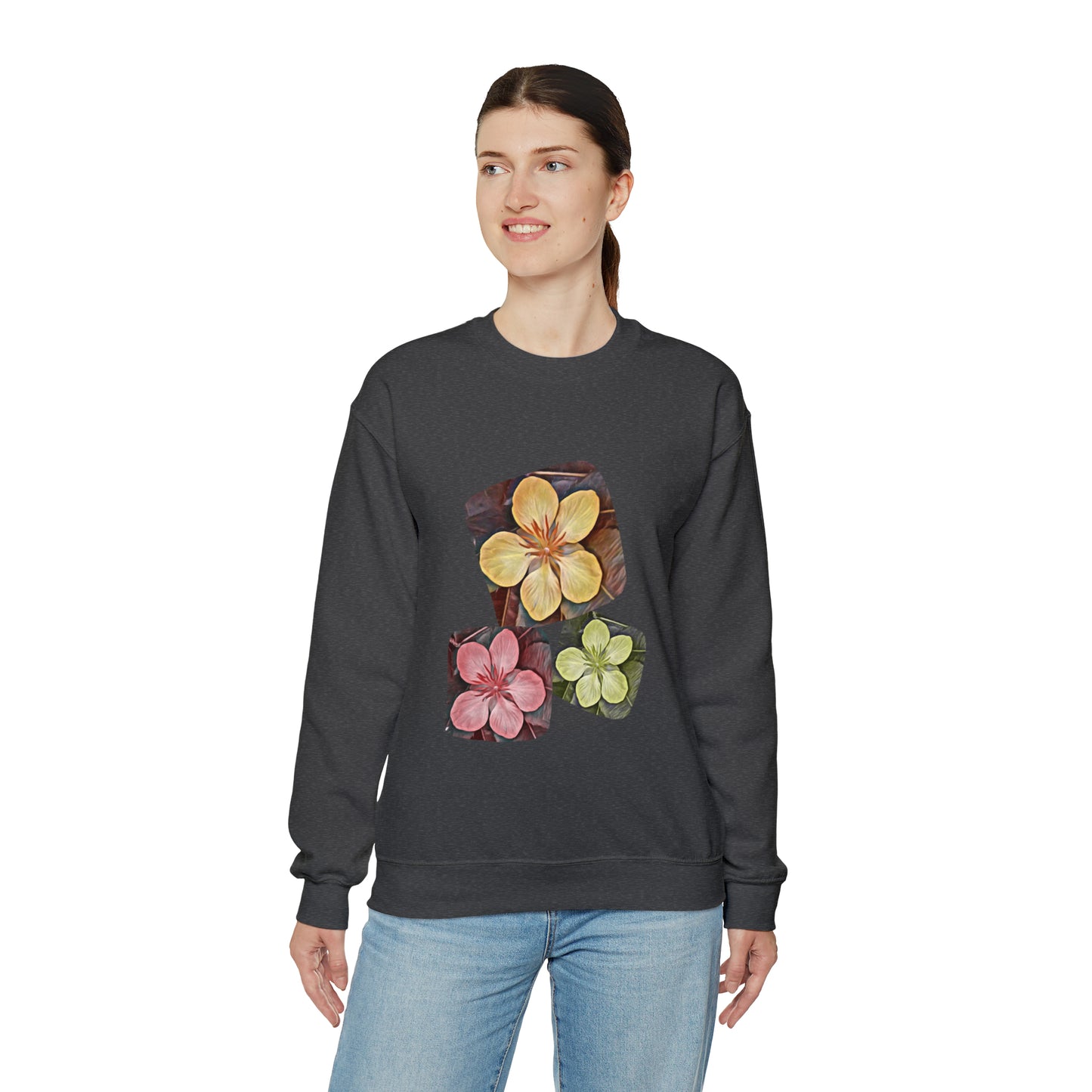 Unisex Crewneck Sweatshirt with Autumn Flowers