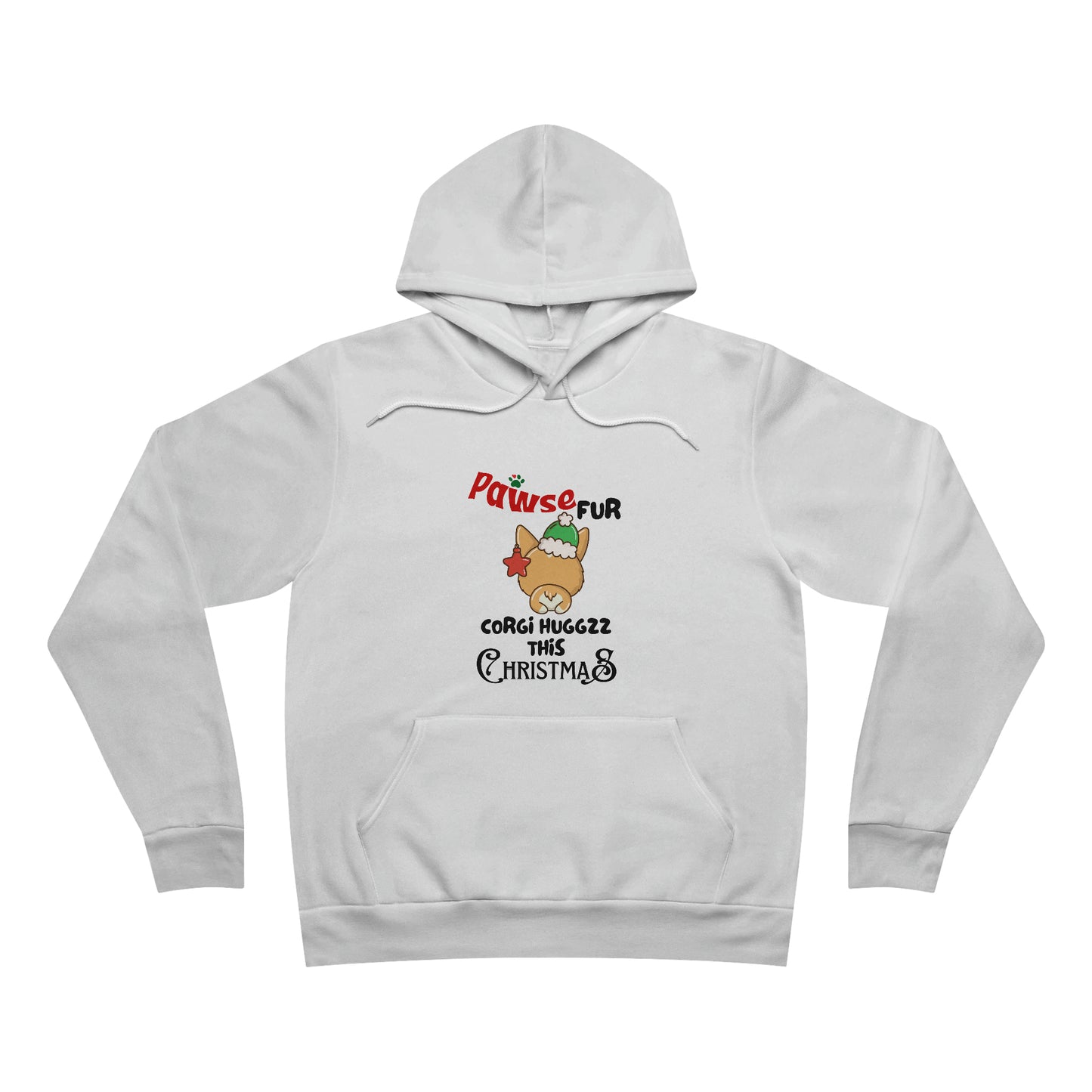 Unisex Sponge Fleece Pullover Hoodie Featuring an adorable Corgi