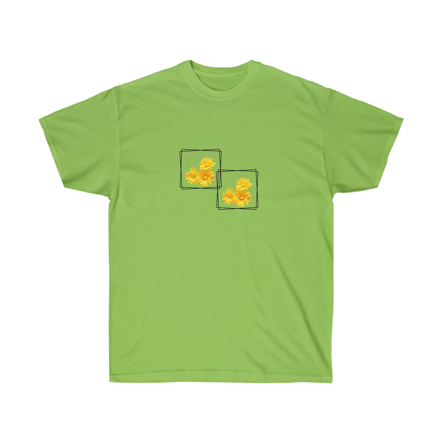 Unisex Ultra Cotton Tee, yellow flowers for summer,