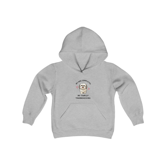 Youth  Sweatshirt for  Thanksgiving with pet dog, Shih Tzus