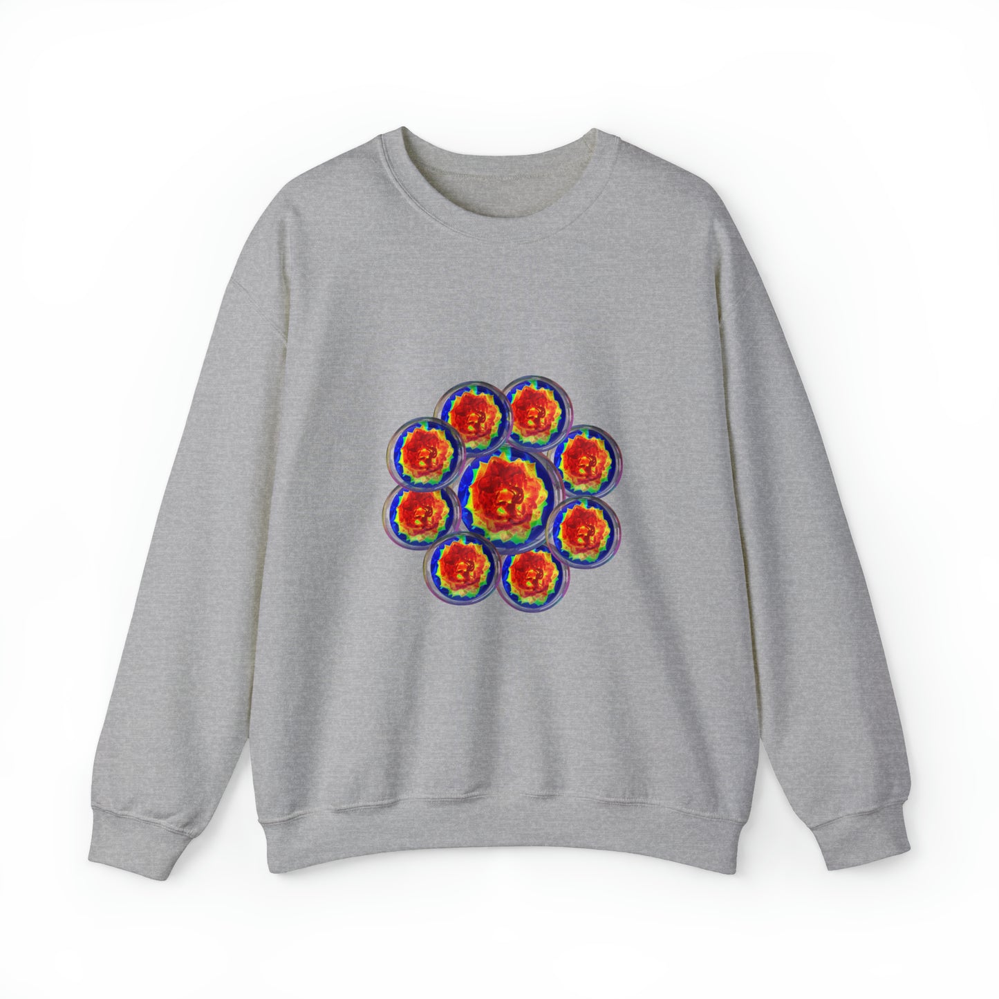 Unisex  Sweatshirt Orange Flower Psychedelic Design