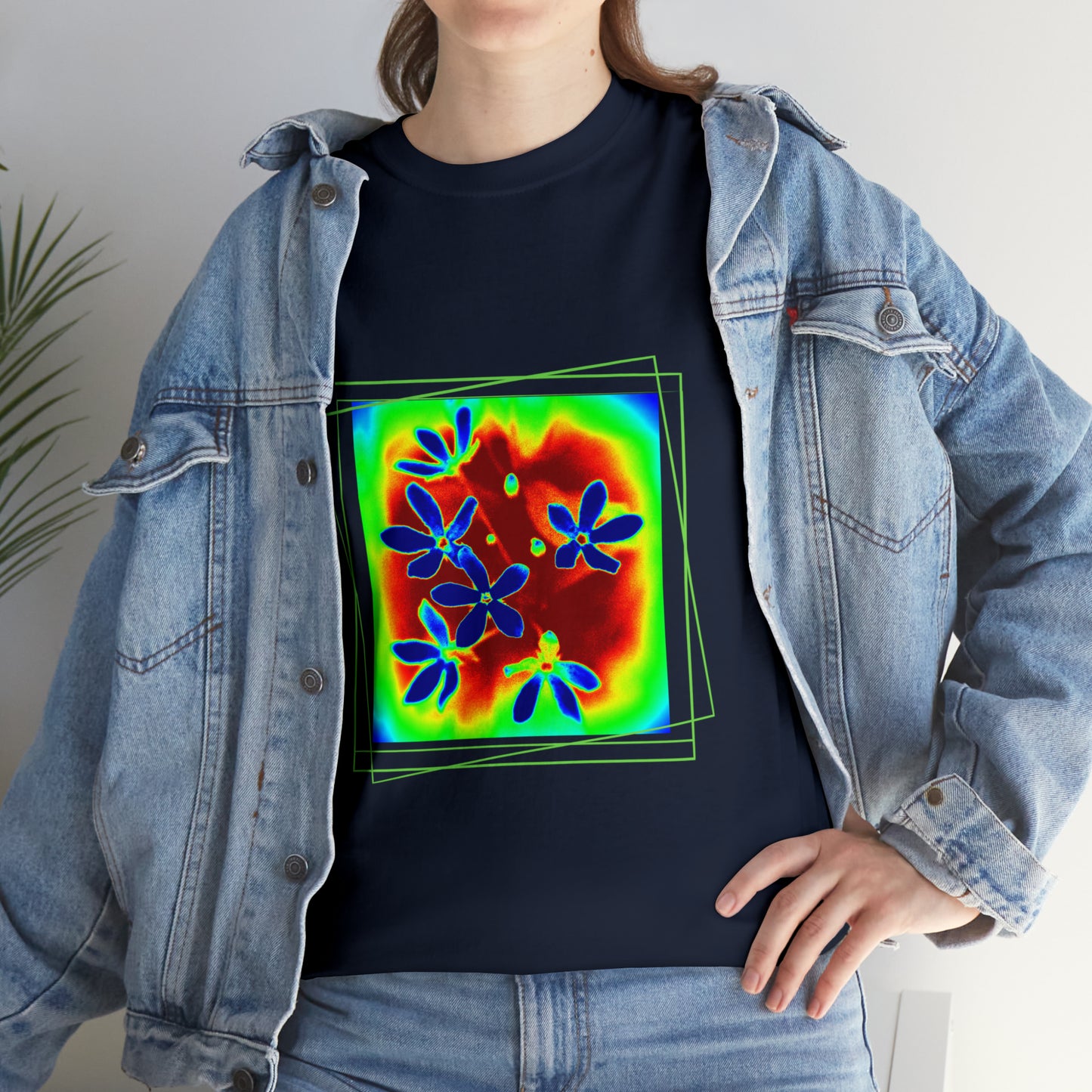 Unisex  Cotton Tee, psychedelic  flower design