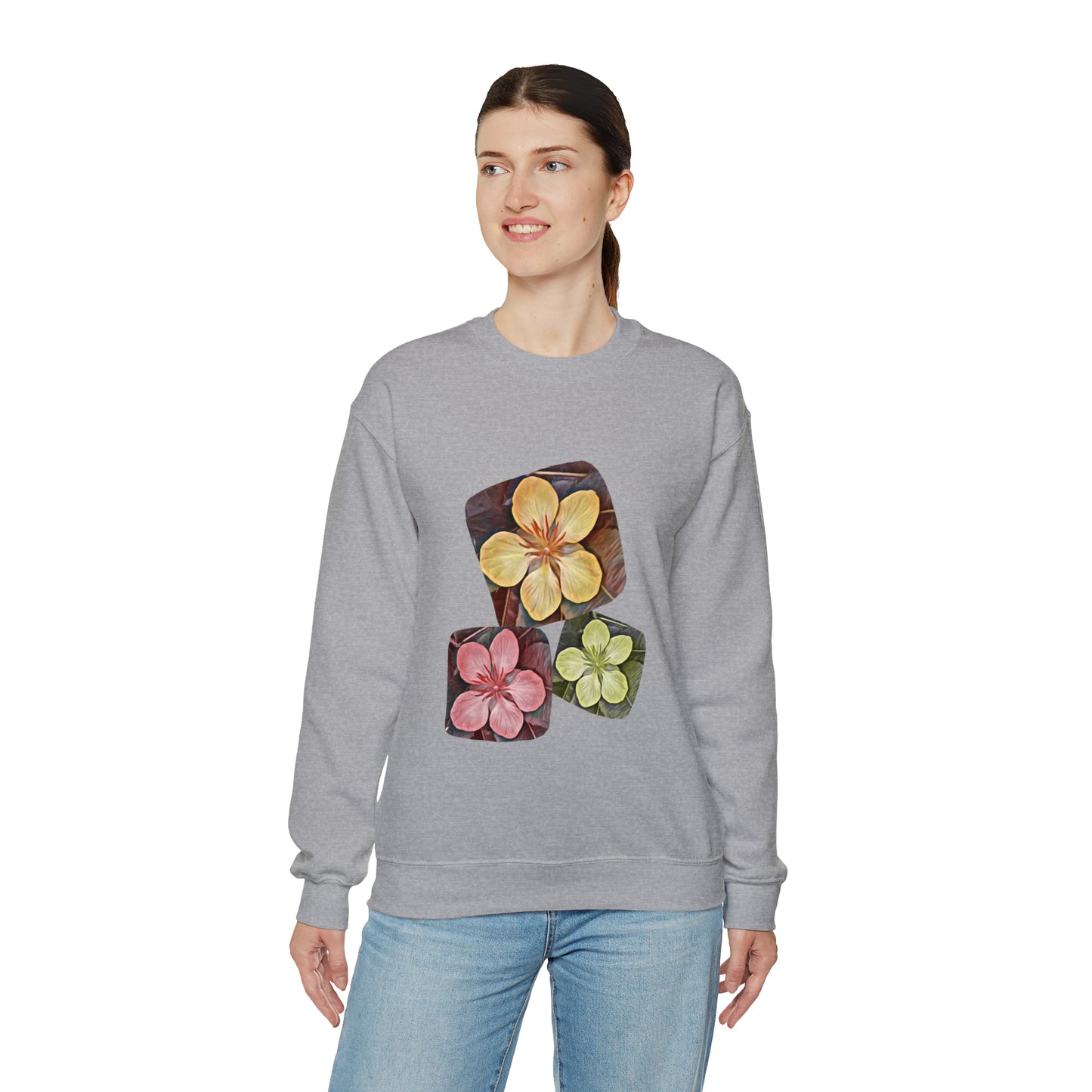 Unisex Crewneck Sweatshirt with Autumn Flowers