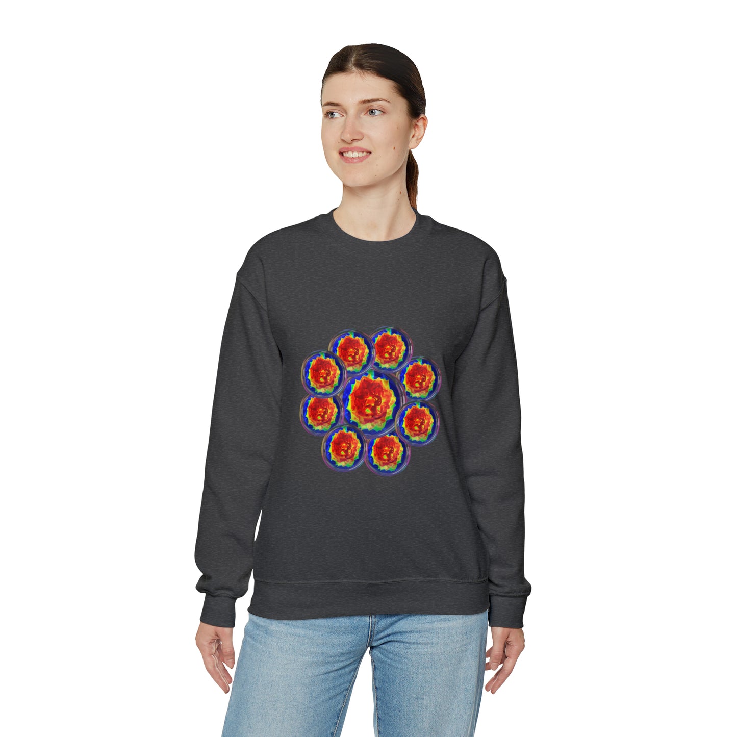 Unisex  Sweatshirt Orange Flower Psychedelic Design