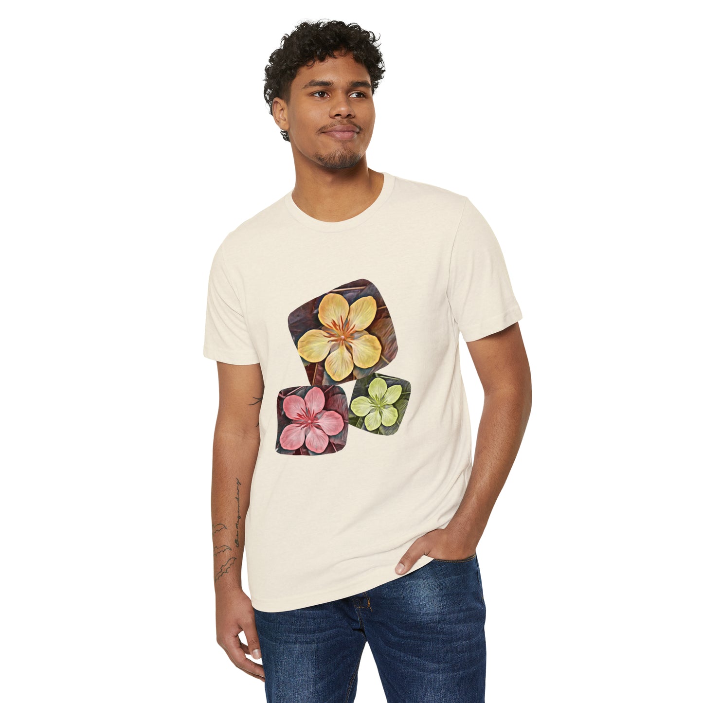 Unisex Recycled Organic T-Shirt with Autumn Flowers