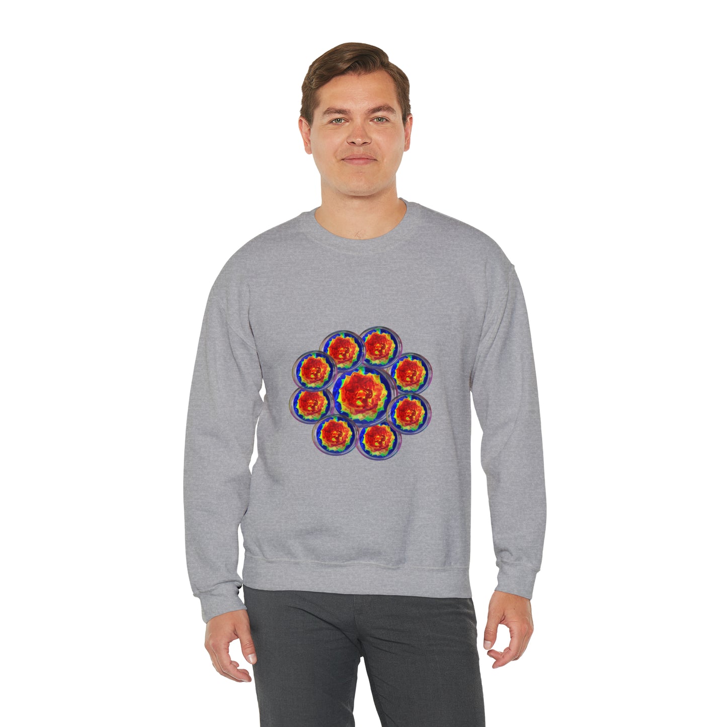 Unisex  Sweatshirt Orange Flower Psychedelic Design