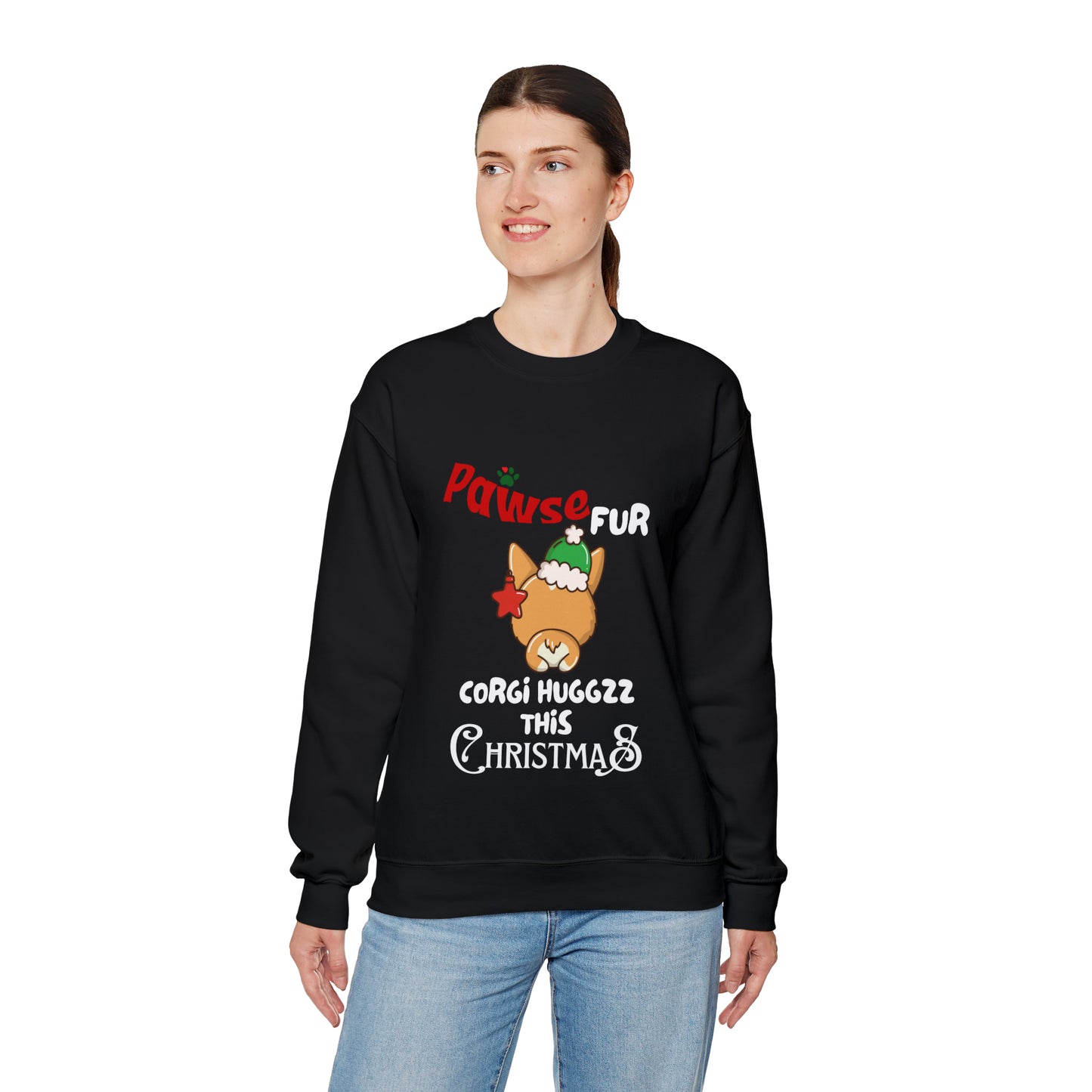 Unisex Crewneck Corgi Sweatshirt for Christmas