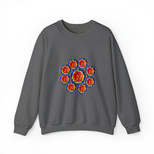 Unisex  Sweatshirt Orange Flower Psychedelic Design