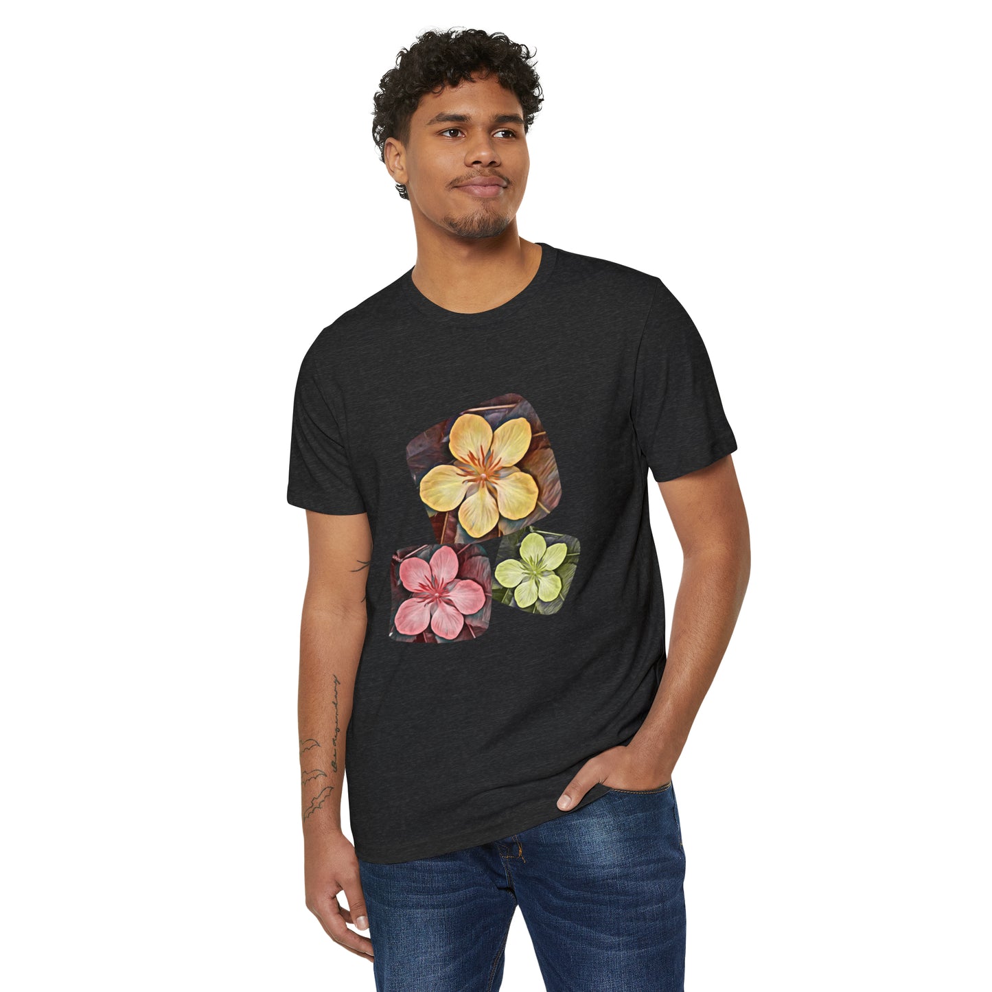 Unisex Recycled Organic T-Shirt with Autumn Flowers