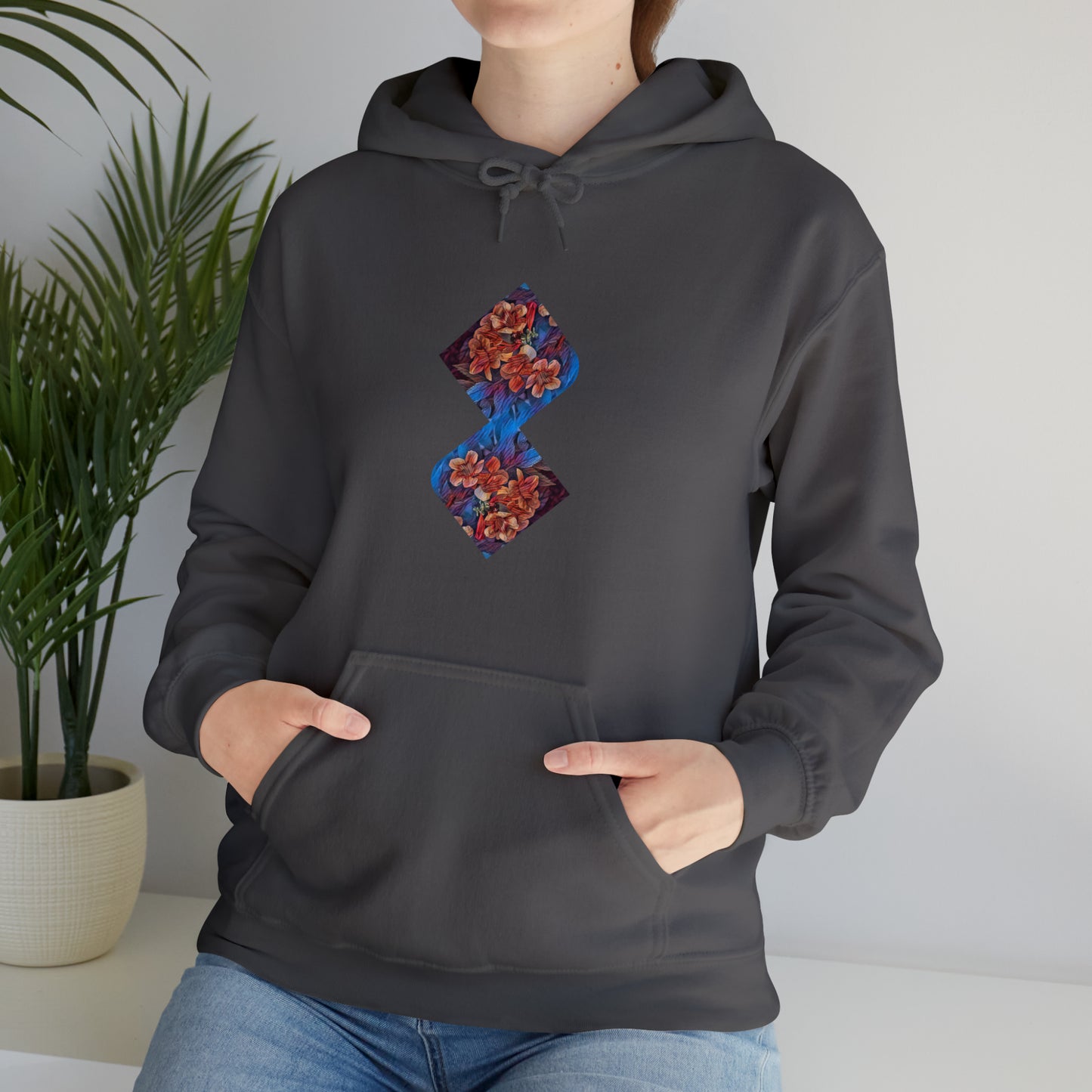 Unisex  Hooded Sweatshirt with Psychedelic Flower design