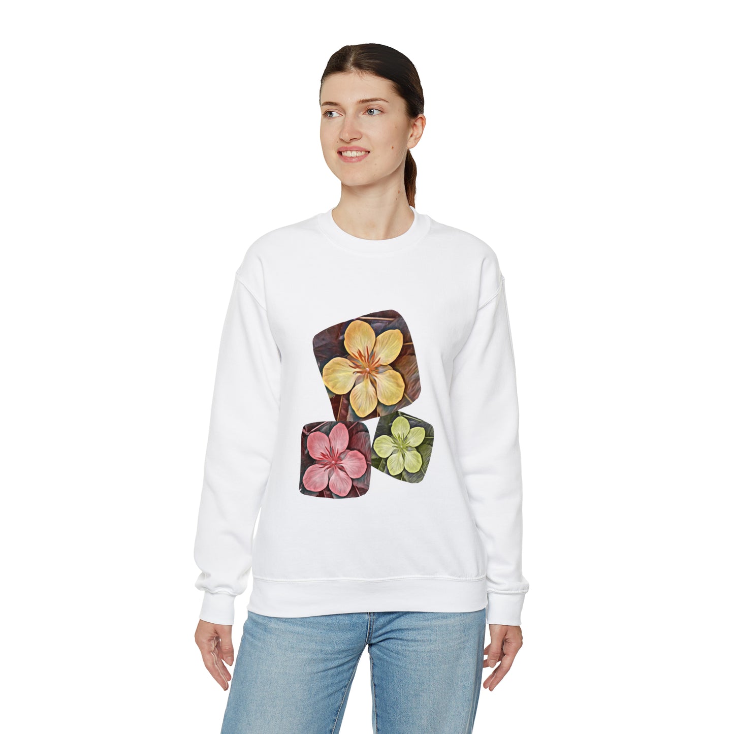 Unisex Crewneck Sweatshirt with Autumn Flowers