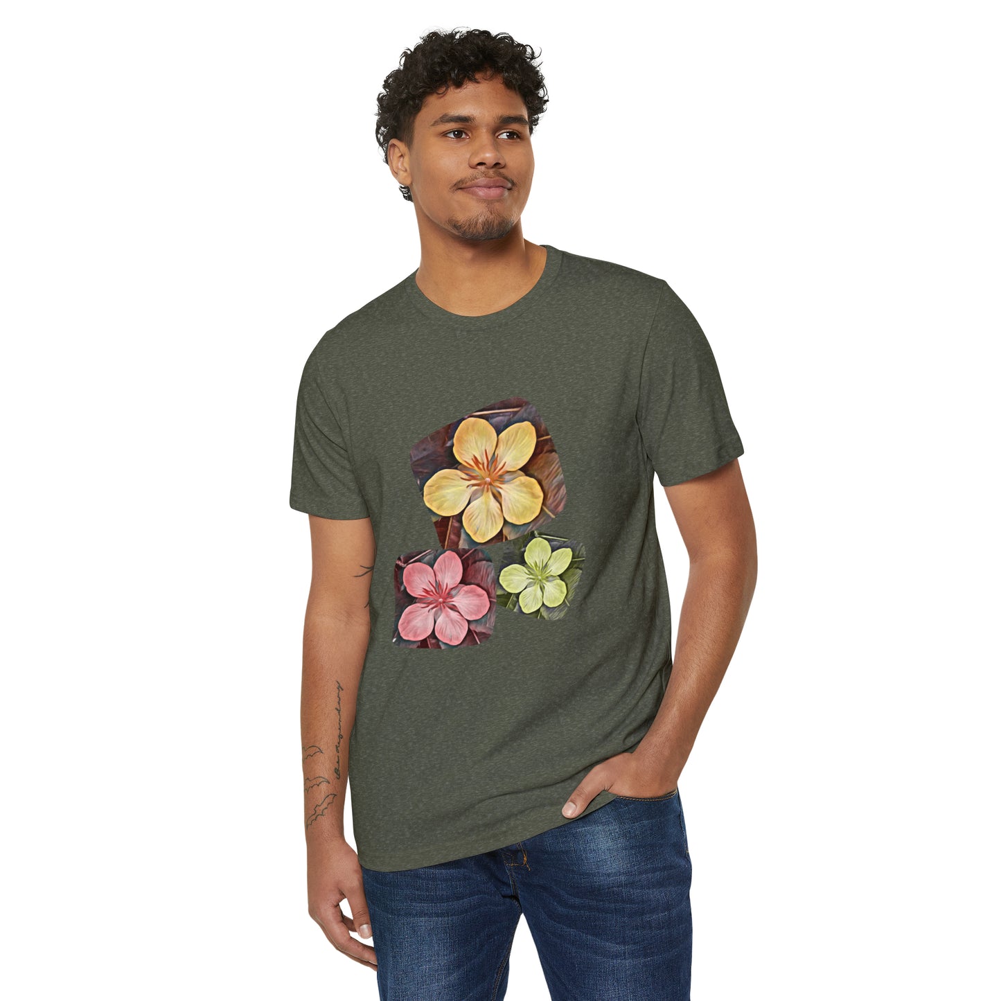 Unisex Recycled Organic T-Shirt with Autumn Flowers