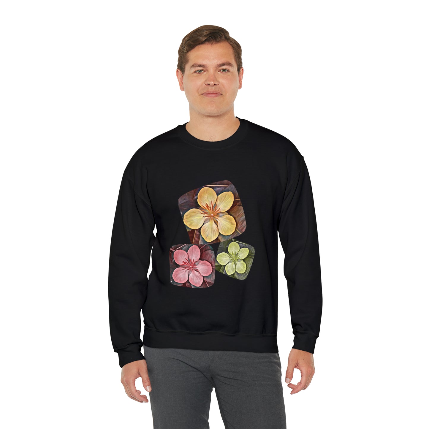 Unisex Crewneck Sweatshirt with Autumn Flowers