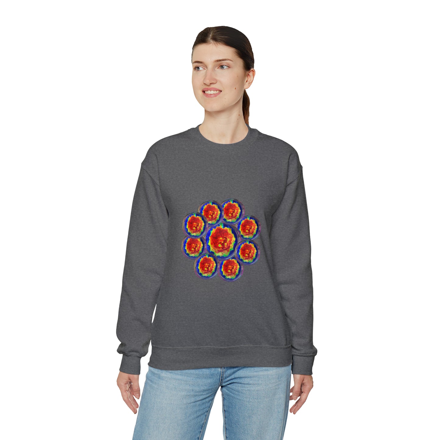 Unisex  Sweatshirt Orange Flower Psychedelic Design