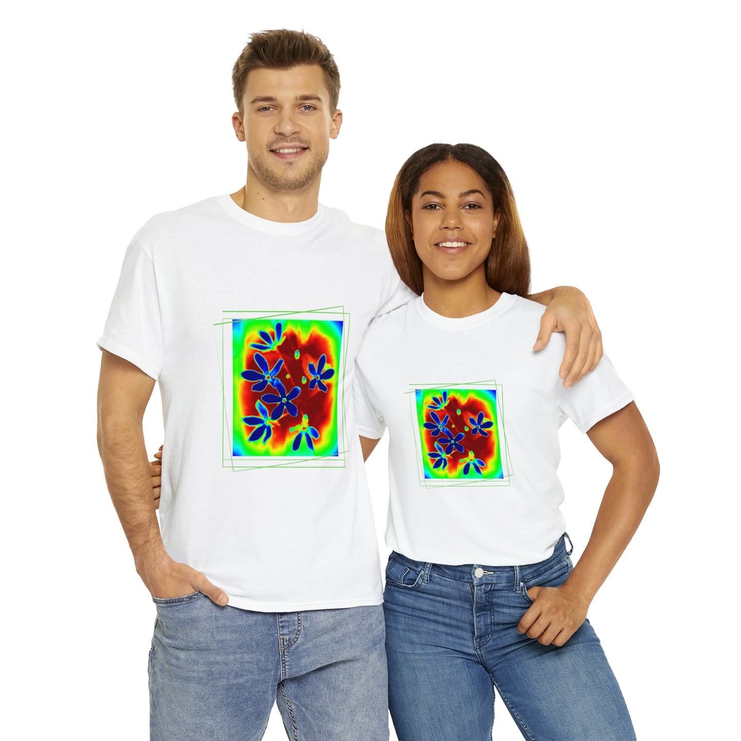 Unisex  Cotton Tee, psychedelic  flower design