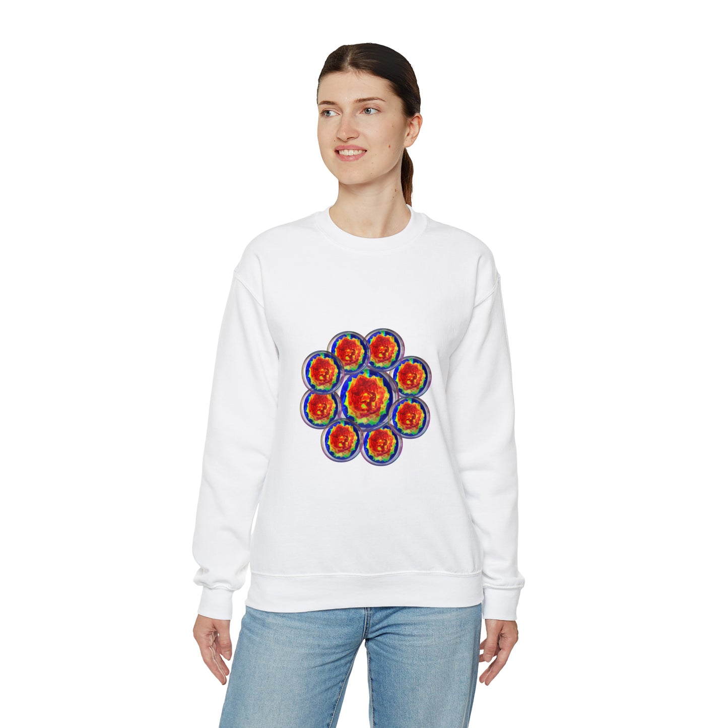 Unisex  Sweatshirt Orange Flower Psychedelic Design