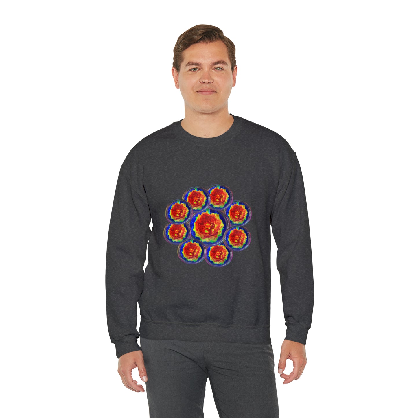 Unisex  Sweatshirt Orange Flower Psychedelic Design