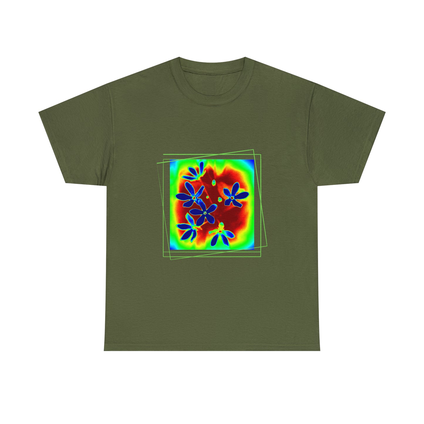 Unisex  Cotton Tee, psychedelic  flower design