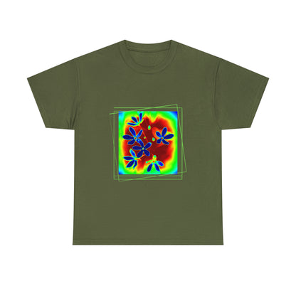 Unisex  Cotton Tee, psychedelic  flower design