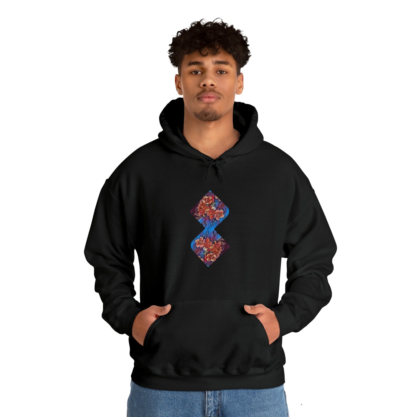 Unisex  Hooded Sweatshirt with Psychedelic Flower design