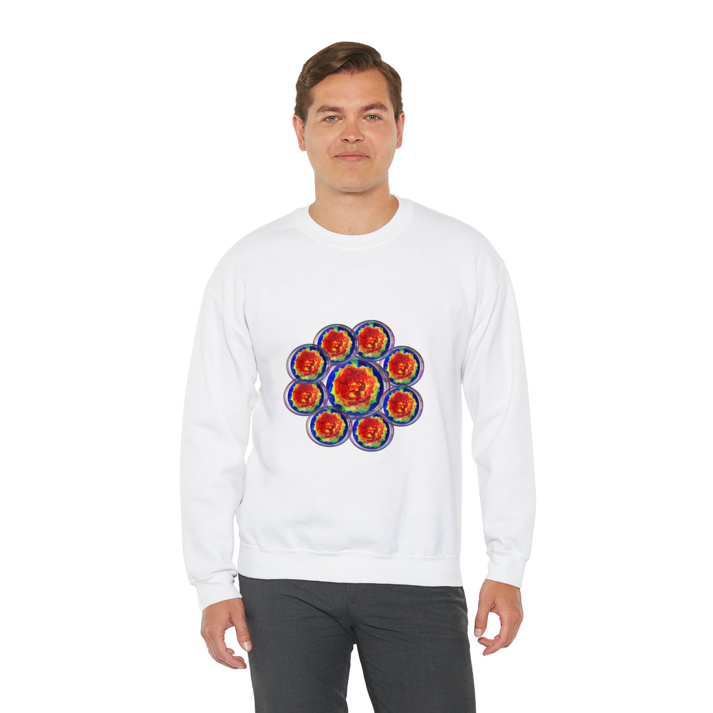 Unisex  Sweatshirt Orange Flower Psychedelic Design