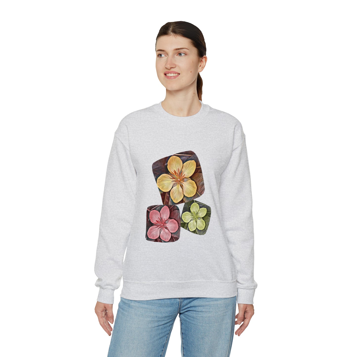 Unisex Crewneck Sweatshirt with Autumn Flowers