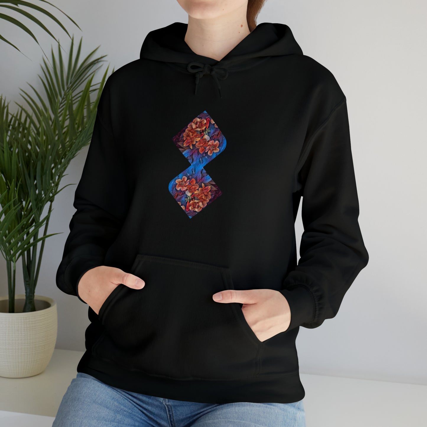 Unisex  Hooded Sweatshirt with Psychedelic Flower design