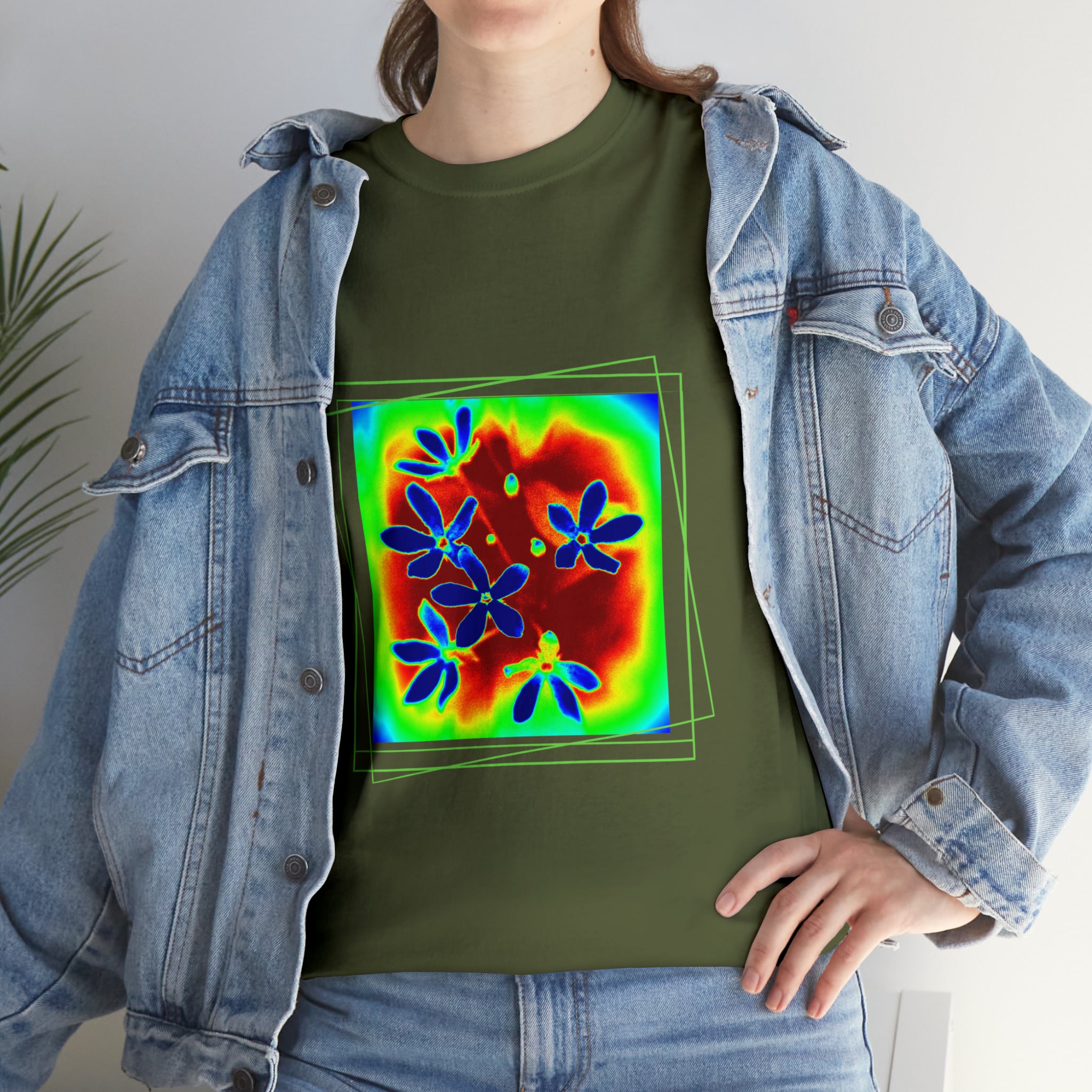 Unisex  Cotton Tee, psychedelic  flower design